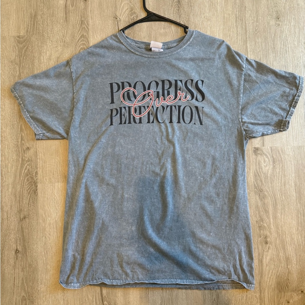 Gray Graphic T-Shirt - Progress Over Perfection